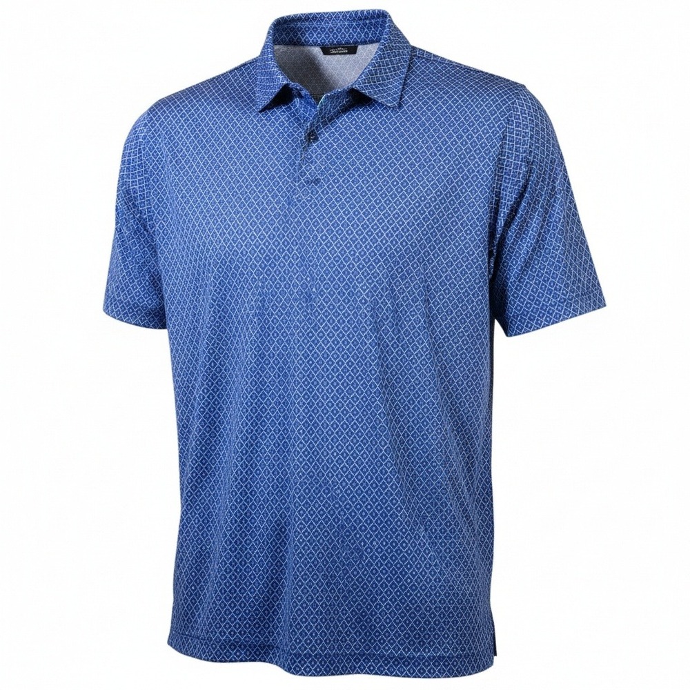 Mizzen+Main Mens Blue Geometric Diamond Print Polo Shirt L